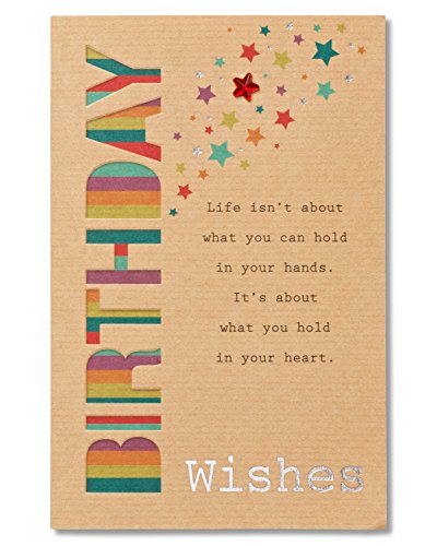 Book Cover American Greetings Wishes Birthday Greeting Card with Foil and Star-Shaped Gemstones