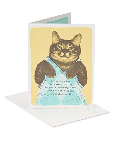 Book Cover American Greetings Funny Birthday Card (Cat Wearing Argyle Sweater)