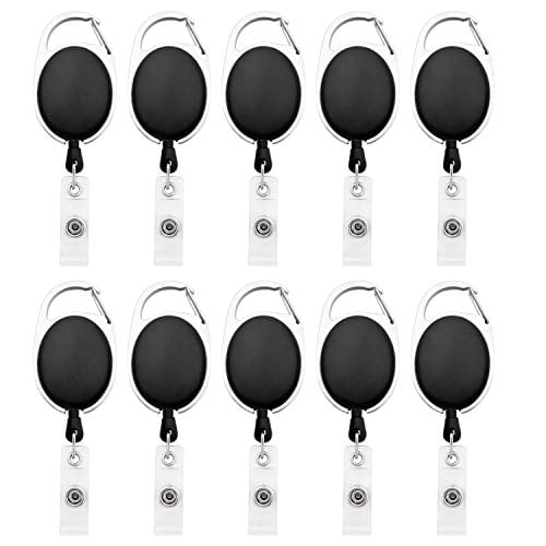 Book Cover Fushing 20Pcs Retractable ID Badge Holders ID Badge Reels with Clip Retractable Badge Holders for Office Worker Doctor Nurse (Black)