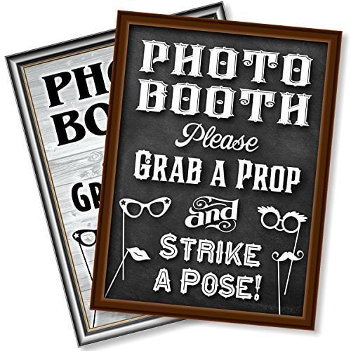 Book Cover Bigtime Signs Photo Booth Props Sign, 2-Sided, Use for Any Wedding, Party or Event Chalkboard Style on 1 Side and a Rustic Vintage Look on the 2nd, 16