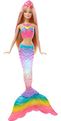 Book Cover Barbie Dreamtopia Rainbow Lights Mermaid Doll, Blonde with Light-up Tail