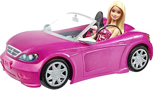 Book Cover Barbie Car and Doll Set, Sparkly Pink 2-Seater Convertible with Glam Details, Doll in Sundress and Sunglasses (Amazon Exclusive)
