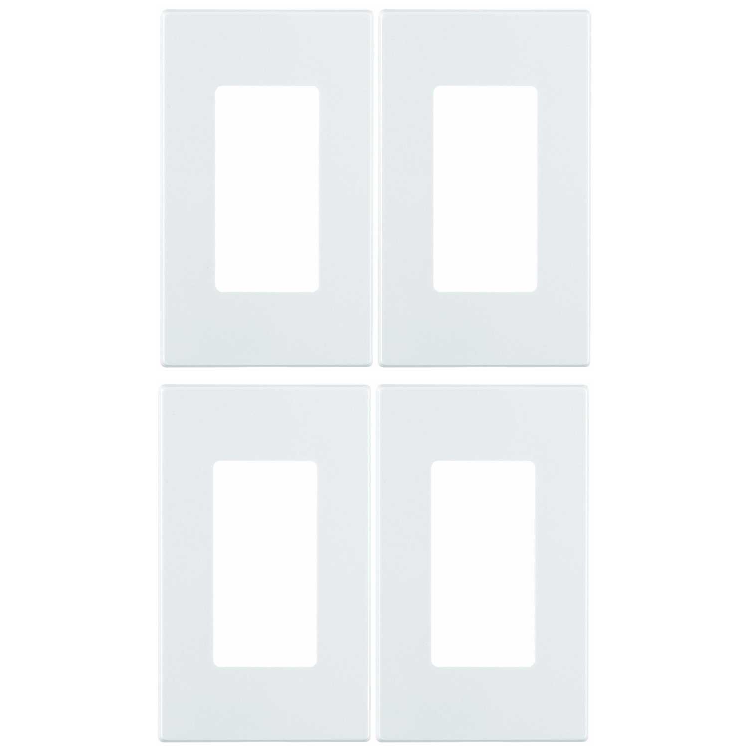 Book Cover Leviton 80301-SW 1-Gang Decora Plus Wallplate Screwless Snap-On Mount (4 Pack, White)