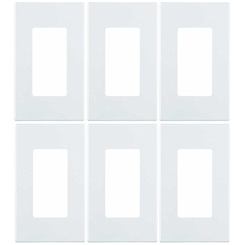 Book Cover Leviton 80301-SW 1-Gang Decora Plus Wallplate Screwless Snap-On Mount (6 Pack, White)