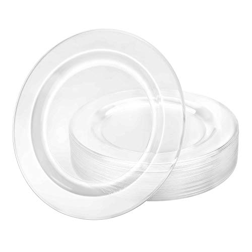 Book Cover Premium Quality Heavyweight Plastic Plates China Like. Wedding and Party Dinnerware Plastic Plates 10.25 inch, Crystal Clear - Value Pack 30 Count