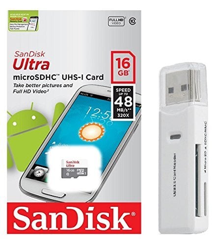 Book Cover SanDisk 5 PACK Ultra 16GB UHS-I Class 10 MicroSDHC Memory Card Up to 48mb/s SDSQUNB-016G LOT OF 5 with USB 2.0 MemoryMarket dual slot MicroSD & SD Memory Card Reader