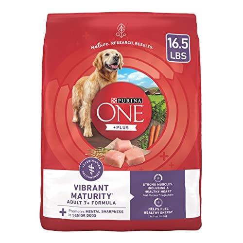 Book Cover Purina ONE High Protein Dry Senior Dog Food Plus Vibrant Maturity Adult 7 Plus Formula - 16.5 lb. Bag