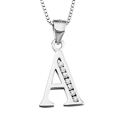 Book Cover YFN Initial Pendant Necklace Sterling Silver with Cubic Zirconial 26 Letter Alphabet Jewelry Gifts for Mom Women Teen Girl