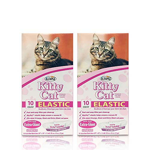 Book Cover Alfapet Cat litter box liners, Elastic bags liners, 20 Count For Large, X-Large, Giant, Extra-Giant Size litterbox- With Sta-Put Technology for Firm, Easy Fit- Quick + Clever Waste Cleaners, Pack of 2