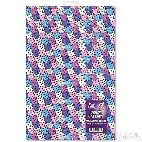 Book Cover Archie McPhee Crazy Cat Lady Wrapping Paper