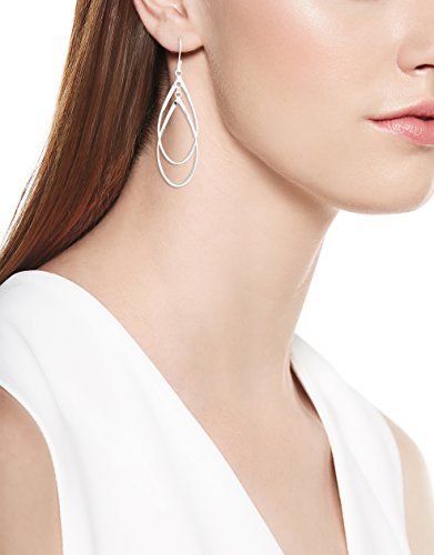 Book Cover Amazon Collection Sterling Silver Double Elongated-Oval Twist French Wire Earrings