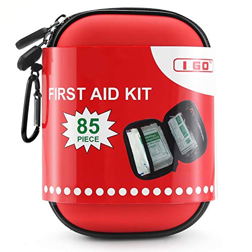 Book Cover I GO 85 Pieces Hard Shell Mini Compact First Aid Kit, Small Personal Emergency Survival Kit for Travel Hiking Camping Backpacking Hunting Marine Car