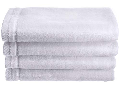 Book Cover Creative Scents 100% Cotton Velour Fingertip Towels - 4 Pack 11 by 18 Inch – Decorative, Extra Absorbent and Soft Face Towel, Ideal for Bathroom and Powder Room (White)