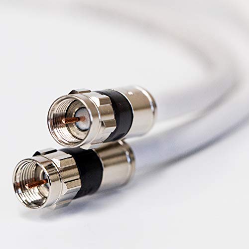 Book Cover 50ft White RG6 Digital Coaxial Cable Shielded PVC Jacket Rated UL ETL CATV RoHS 75 Ohm RG6 Digital Audio Video Coaxial Cable with Premium Continuous Ground Brass Metal Compression F-Connectors