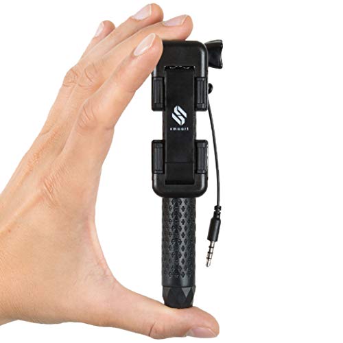 Book Cover smaart Mini Selfie Stick | Lightweight & Portable | Wired Plug and Play Cable Control (No Bluetooth, No Battery) | Universally Compatible with Most Smartphones & GoPro | extendable Monopod