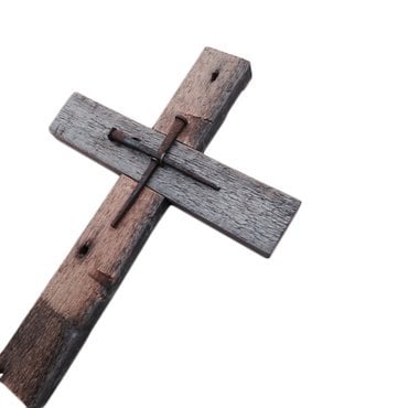 Book Cover Wall Cross Reclaimed Wood with Rustic Nails for Home or Church.