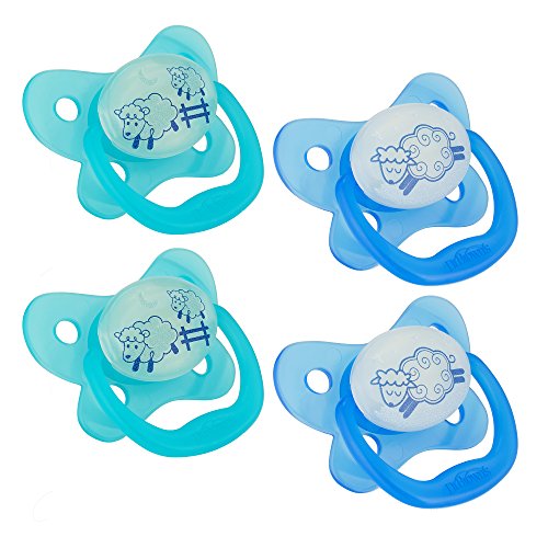 Book Cover Dr. Brown's 4 Piece Glow in The Dark Stage 1 Pacifier for Web, Blue, 0-6 Month