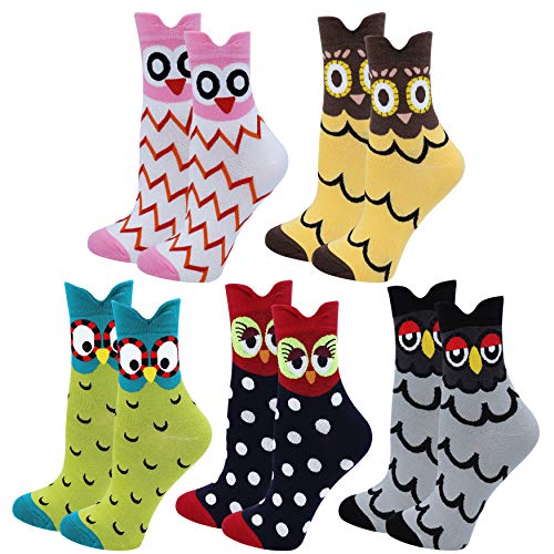 Book Cover Bienvenu Women's Lady's Cute Owl Design Cotton Socks,5 Pairs