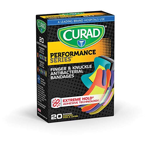 Book Cover Curad Performance Series Fingertip and Knuckle Extreme Hold Fabric Bandages, 20 Count