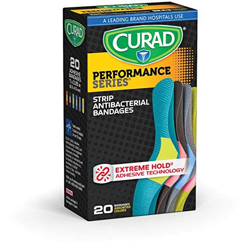 Book Cover Curad Performance Series Antibacterial Adhesive Bandages, 1 X 3.25 Inch, 20 count