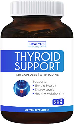 Book Cover Thyroid Support with Iodine (120 Capsules & Non-GMO) Improve Your Energy & Increase Metabolism for Weight Loss - Ashwagandha Root - Thyroid Health Complex Supplement