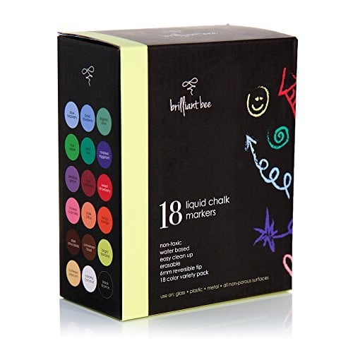 Book Cover Brilliant Bee - 18 Mega Pack of Liquid Chalk Markers - Reversible Chisel and Round Tip
