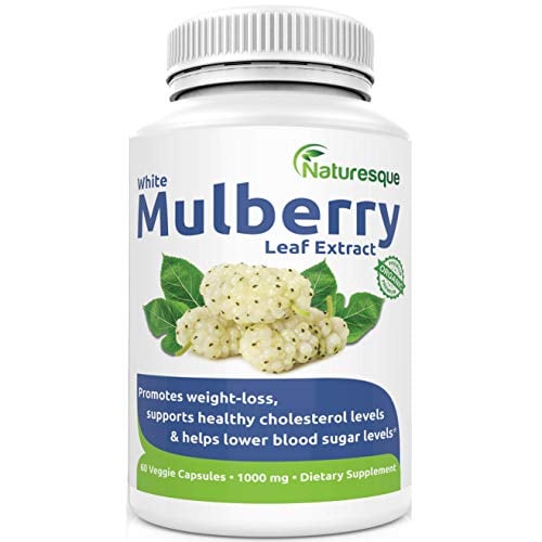 Book Cover Naturesque White Mulberry Leaf Extract | Controls Appetite, Curbs Sugar & Carb Cravings | Helps Lower Blood Sugar Levels | Perfect for Zuccarin Diet Weight Loss | 1000mg 60 Vegan Capsules