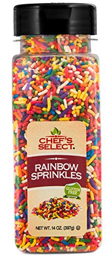 Book Cover Chefs Select Decorative Rainbow Sprinkles Jimmies 14oz | Value Size | Gluten Free Certified