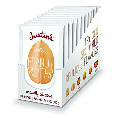 Book Cover Justin's Classic Peanut Butter Squeeze Packs, Only Two Ingredients, Gluten-free, Non-GMO, Responsibly Sourced, 10 Pack (1.15oz each)
