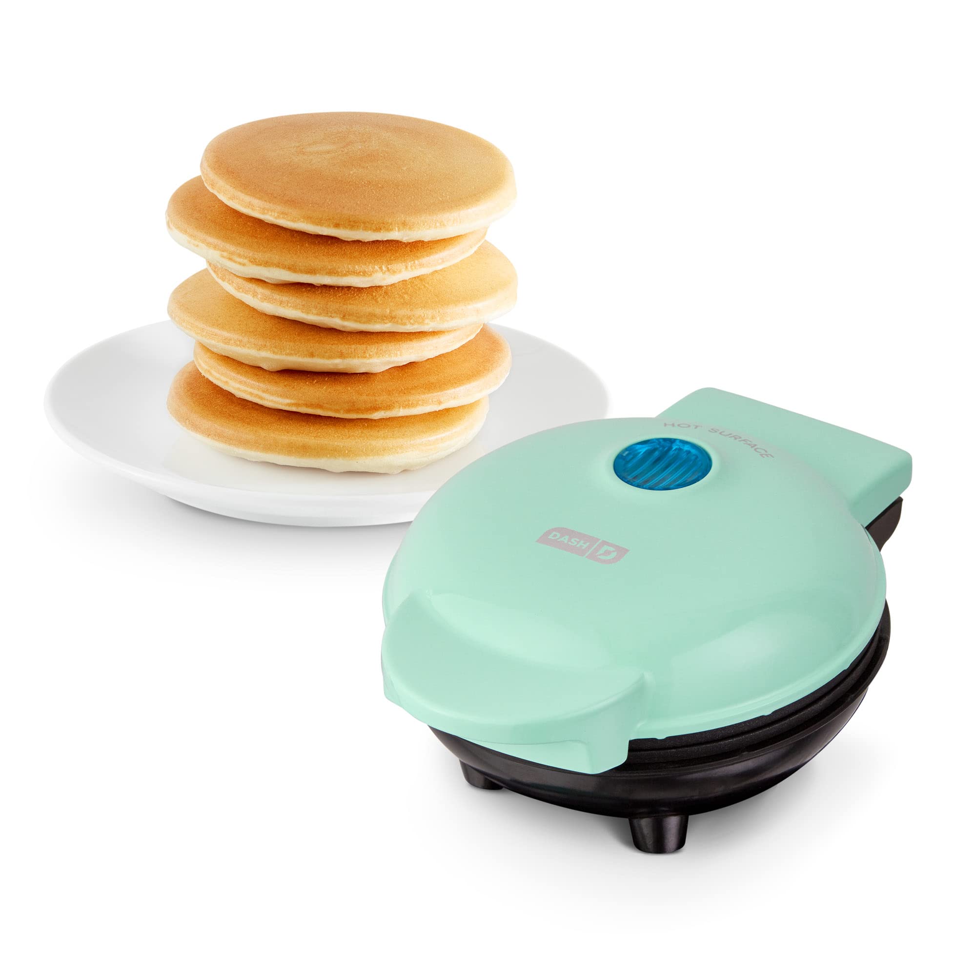 Book Cover DASH Mini Maker Electric Round Griddle for Individual Pancakes, Cookies, Eggs & other on the go Breakfast, Lunch & Snacks with Indicator Light + Included Recipe Book - Aqua