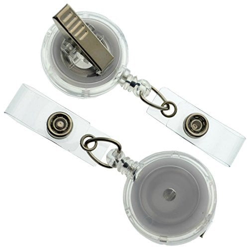Book Cover 25 Pack - Clear Translucent Retractable ID Badge Reels with Alligator Swivel Clip by Specialist ID (Clear)