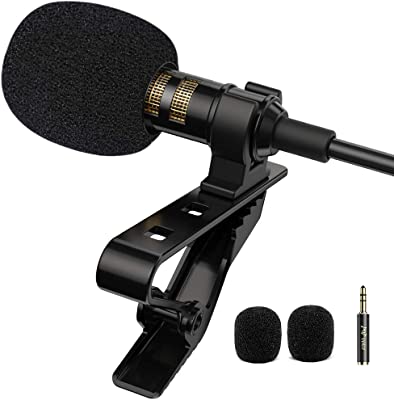 Book Cover PoP voice Professional Lavalier Lapel Microphone Omnidirectional Condenser Mic for iPhone Android Smartphone,Recording Mic for Youtube,Interview,Video