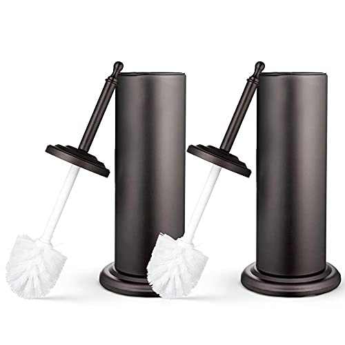 Book Cover Home Intuition Bronze Toilet Brush & Holder Set, Bathroom Bowl Scrubber with Holder, 2 Pack
