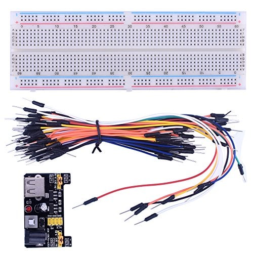 Book Cover kuman Solderless Breadboard 830 MB-102 Tie Points, Jump Wires 65pcs, 3.3V 5V Power Supply Module, Electronic Learning Kit Compatible with Arduino K3