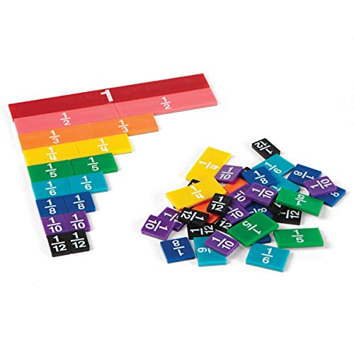 Book Cover hand2mind Plastic Rainbow Fraction Tiles, Montessori Math Materials, Fraction Manipulatives, Unit Fraction, Fraction Bars Math Manipulatives, Fraction Games, Homeschool Supplies (Set of 51)