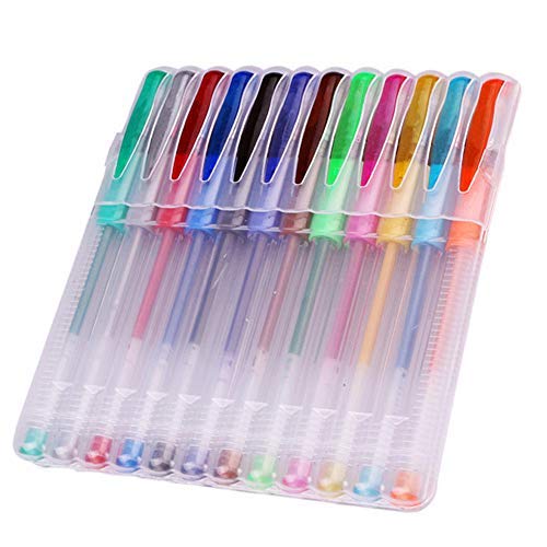 Book Cover Miraclekoo Colorful Glitter Gel Pens Gel Ink Rollerball Pens - Includes Storage Case,12 Colors