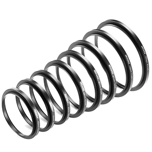 Book Cover Neewer® 8 Pieces Step-up Adapter Ring Set Made of Premium Anodized Aluminum, includes: 49-52mm, 52-55mm, 55-58mm, 58-62mm, 62-67mm, 67-72mm, 72-77mm, 77-82mm--Black