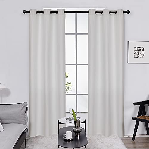 Book Cover Deconovo Room Darkening Thermal Insulated Grommet Blackout Window Curtain Panel for Bedroom Silver Grey 42x84 Inch 1 Panel