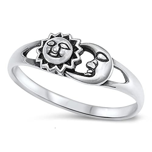 Book Cover Sun Moon Universe Space Fashion Ring New .925 Sterling Silver Band Size 8