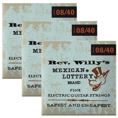 Book Cover Reverend Willy's Mexican Lottery Brand Guitar Strings Electric 3 Sets 08-40