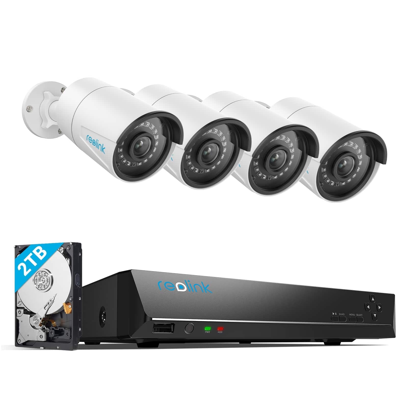 Book Cover REOLINK 8CH 5MP Home Security Camera System, 4pcs Wired 5MP Outdoor PoE IP Cameras with Person Vehicle Detection, 4K 8CH NVR with 2TB HDD for 24-7 Recording, RLK8-410B4-5MP
