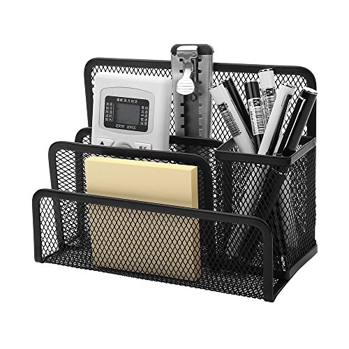 Book Cover Crystallove Black Metal Mesh Pencil Holder Together with Mail Sorter, Style 3