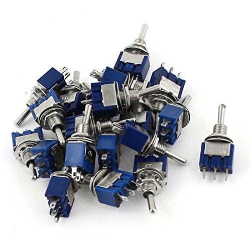 Book Cover uxcell SPDT ON-OFF-ON 3 Pin Latching Miniature Toggle Switch, 20 Piece, AC125V 6A