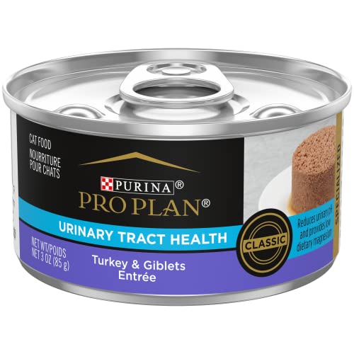 Book Cover Purina Pro Plan Urinary Tract Cat Food Wet Pate, Urinary Tract Health Turkey and Giblets Entree - (24) 3 oz. Pull-Top Cans