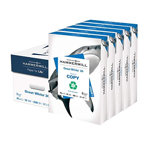 Book Cover Hammermill Printer Paper, Great White 30% Recycled Paper, 11 x 17-5 Ream (2,500 Sheets) - 92 Bright, Made in the USA