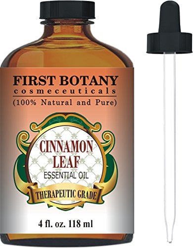 Book Cover First Botany Cosmeceuticals Cinnamon Essential Oil 4 Fl. Oz. with A Glass Dropper - Pure & Natural Therapeutic Grade. Great As Natural Disinfectant, Odor Neutralizer, Insect Repellent & Massage Oil
