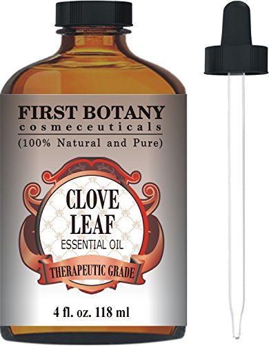 Book Cover First Botany Cosmeceuticals Therapeutic Grade Clove Leaf Essential Oil with a Glass Dropper, 4 fl oz