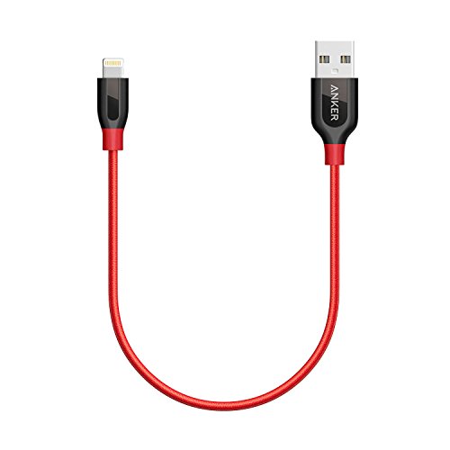 Book Cover Anker Powerline+ Lightning Cable (1ft) Durable and Fast Charging Cable [Double Braided Nylon] for iPhone X / 8/8 Plus / 7/7 Plus / 6/6 Plus / 5s / iPad and More (Red)