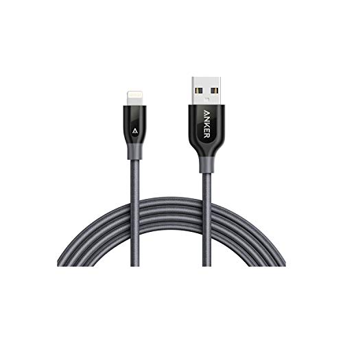 Book Cover Anker PowerLine+ Lightning Cable (6ft) Durable and Fast Charging Cable [Double Braided Nylon] for iPhone X / 8 / 8 Plus / 7 / 7 Plus / 6 / 6 Plus / 5s / iPad and More(Gray)