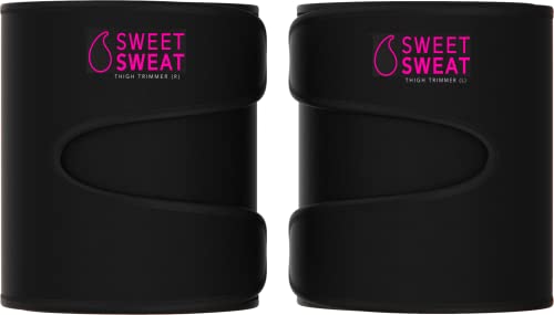 Book Cover Sweet Sweat Thigh Trimmers for Men & Women by Sports Research | Increases Sweat & Activity to the Thighs during Exercise (Pink Logo, Medium)